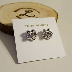Tory Burch silver knot rope earrings